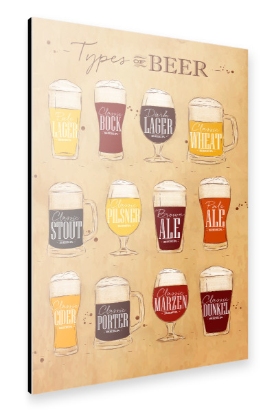 Alu-Dibond "Types of Beer II" 30x20 cm artboxONE