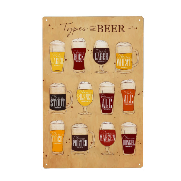 Holzbild "Types of Beer II" artboxONE - Essen & Trinken