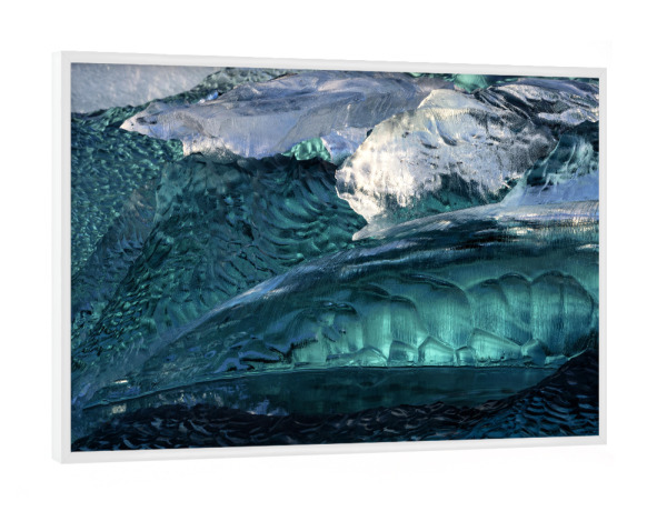 Poster mit weißem Rahmen "Eisstrukturen am Diamantstrand" artboxONE - Natur - Island,Diamantstrand,Jökulsárlón,Eis,Meer,Arktis,Makro