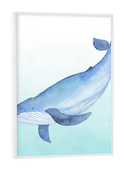 Poster mit weißem Rahmen "Watercolor Whale" artboxONE - Für Kinder,Tiere