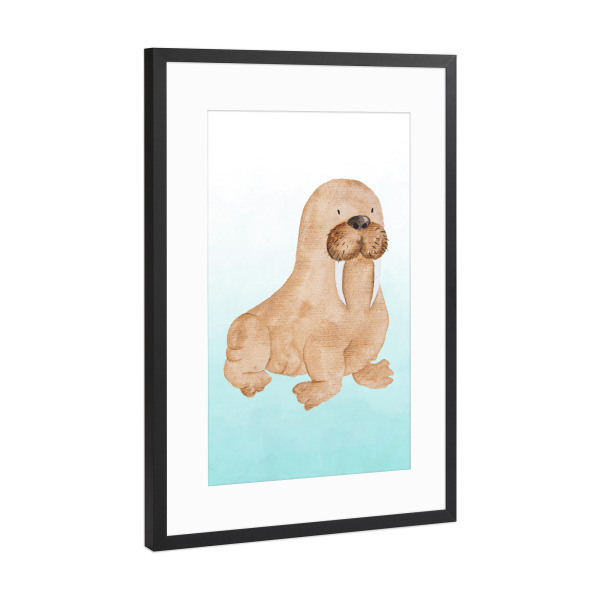 Poster mit Rahmen Schwarz (Metallic) "Walrus" artboxONE - Für Kinder,Tiere