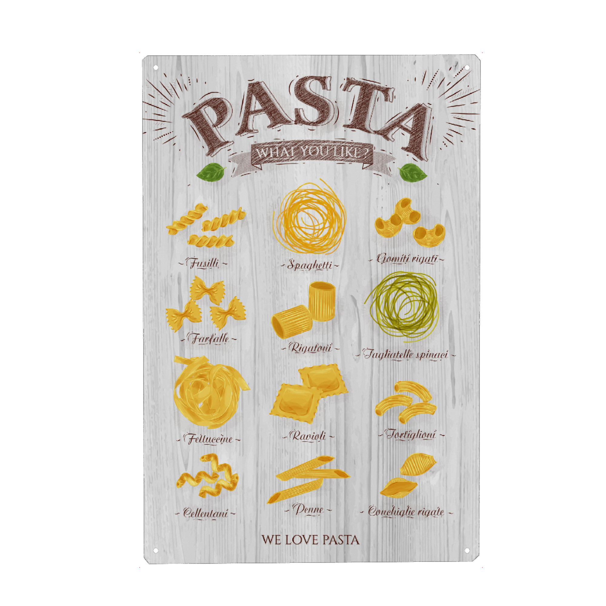 Holzbild "We Love Pasta I" artboxONE - Essen & Trinken