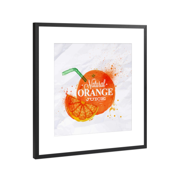 Poster mit Rahmen Schwarz (Metallic) "Natural Orange Juice" artboxONE - Essen & Trinken