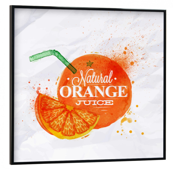 Poster mit schwarzem Rahmen 30x30 cm "Natural Orange Juice" artboxONE - Essen & Trinken