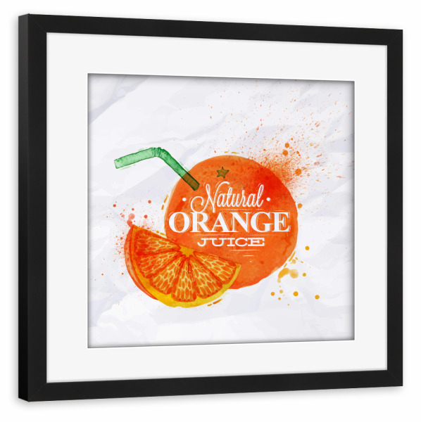Poster mit Rahmen schwarz "Natural Orange Juice" artboxONE - Essen & Trinken