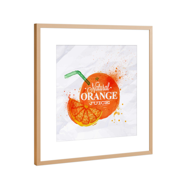 Poster mit Rahmen Kupfer "Natural Orange Juice" artboxONE - Essen & Trinken