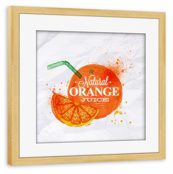Poster mit Rahmen kiefer "Natural Orange Juice" artboxONE - Essen & Trinken