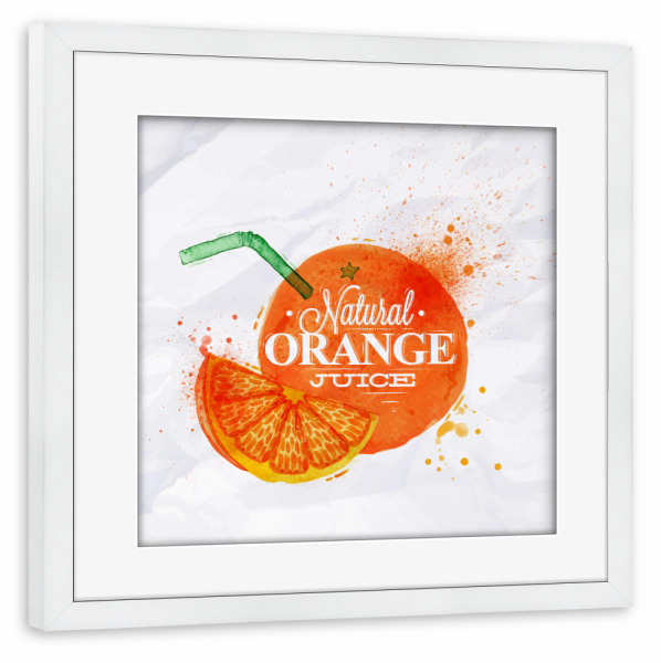 Poster mit Rahmen weiß "Natural Orange Juice" artboxONE - Essen & Trinken