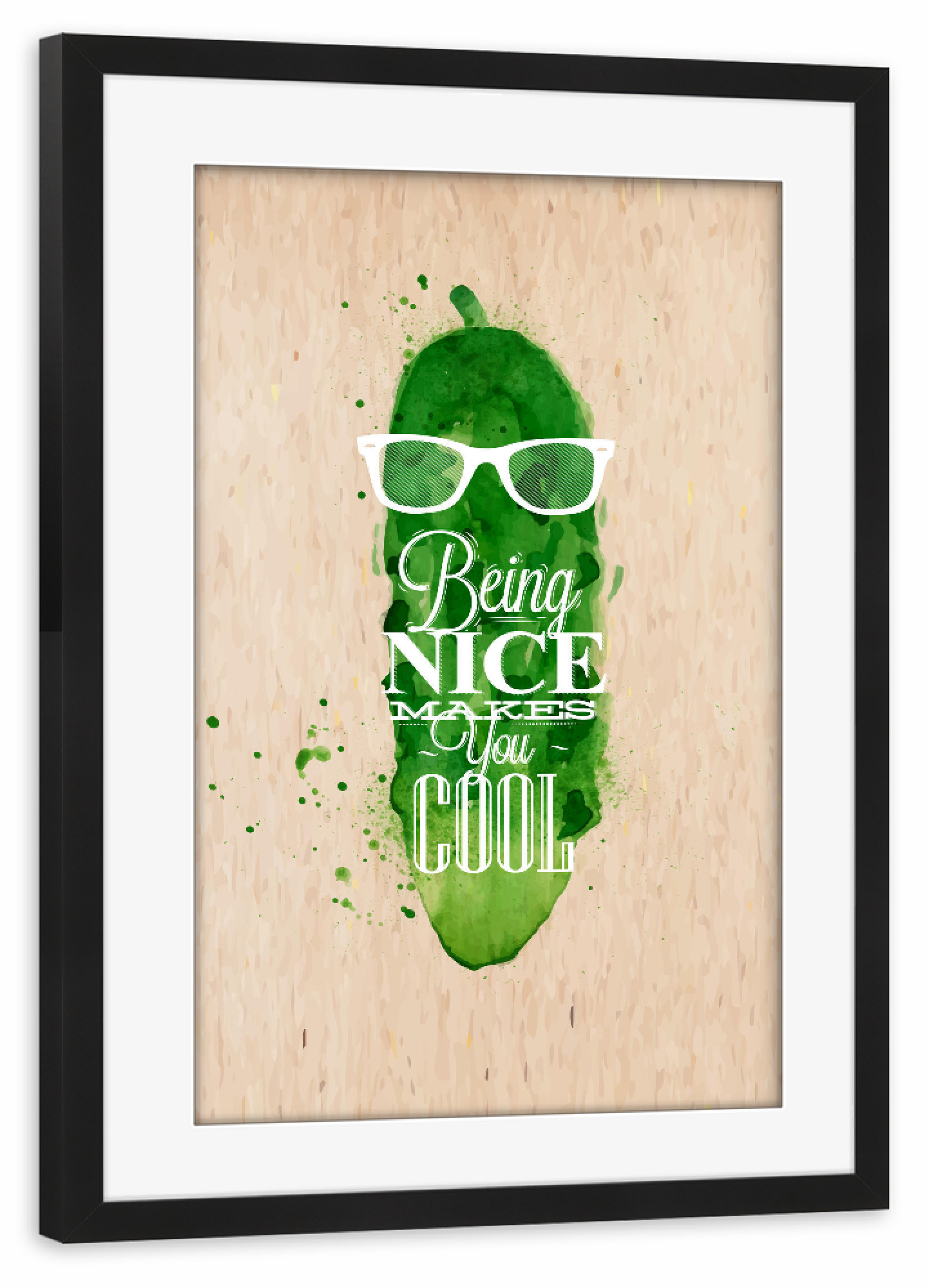 Poster mit Rahmen schwarz "Mister Cucumber" artboxONE - Essen & Trinken