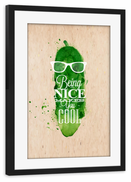 Poster mit Rahmen schwarz "Mister Cucumber" artboxONE - Essen & Trinken