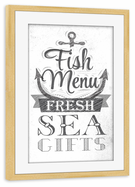 Poster mit Rahmen kiefer "Fish Menu II" artboxONE - Essen & Trinken