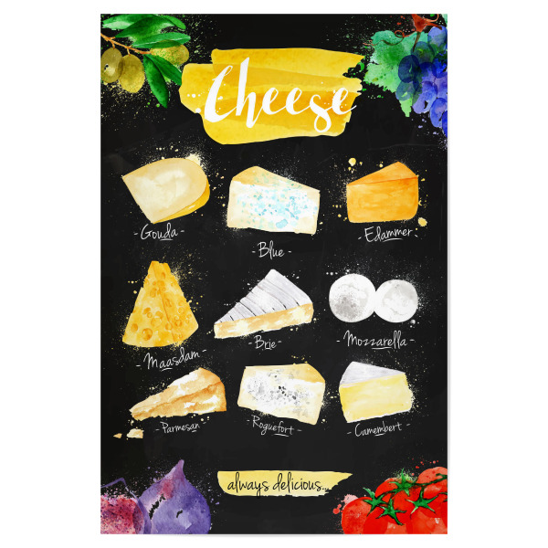 Poster "Cheese - Always delicious I" artboxONE - Essen & Trinken,Schwarzweiß