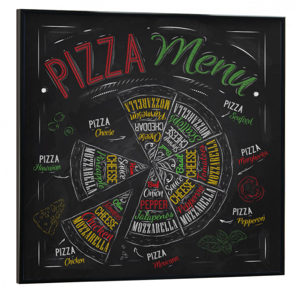 Poster mit schwarzem Rahmen 30x30 cm "Pizza Menu I" artboxONE - Essen & Trinken