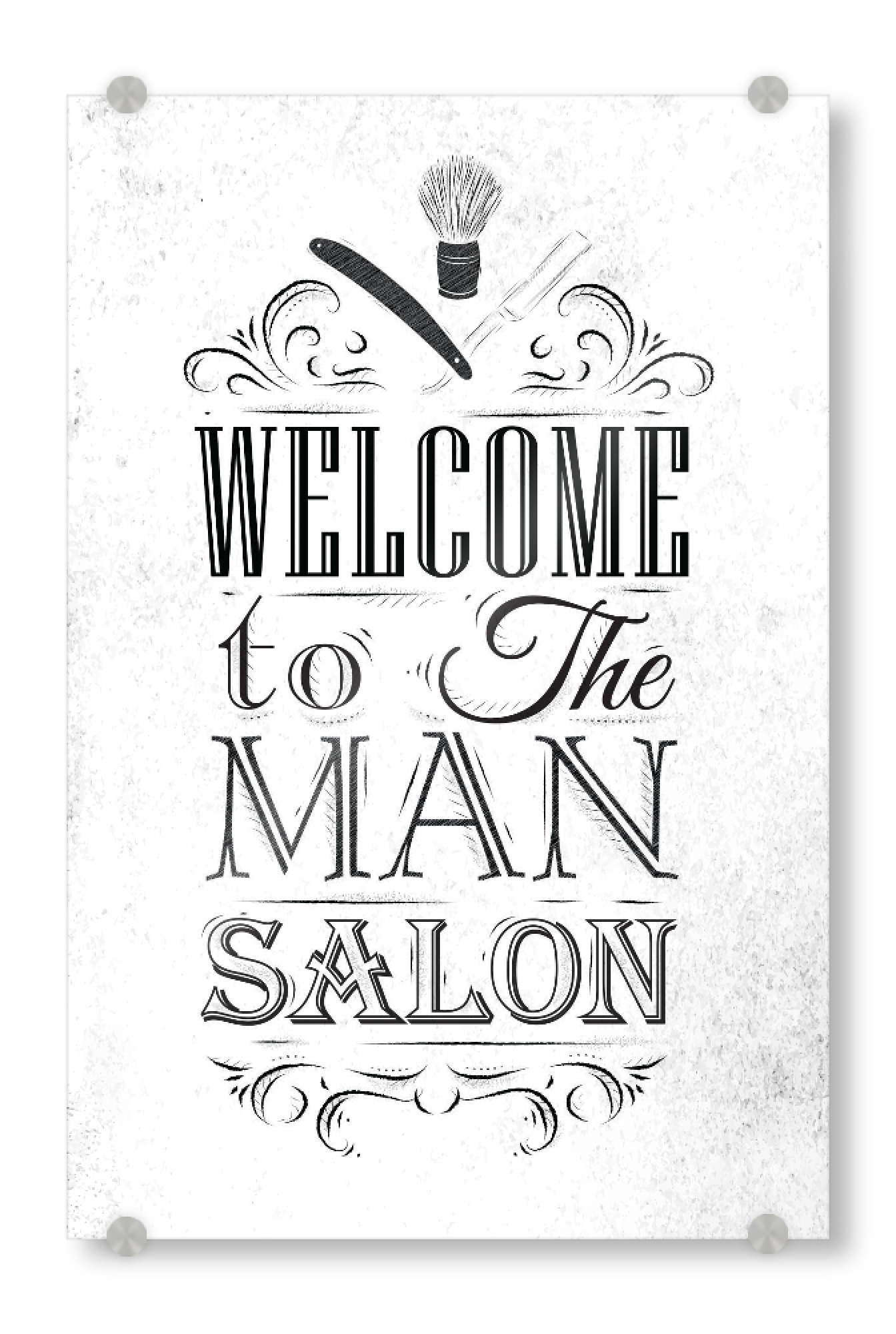 Acrylglasbild "Barber Shop I" artboxONE - Typografie,Menschen,Schwarzweiß,Fashion
