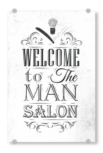 Acrylglasbild "Barber Shop I" artboxONE - Typografie,Menschen,Schwarzweiß,Fashion