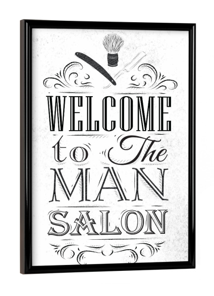 Poster mit schwarzem Rahmen "Barber Shop I" artboxONE - Typografie,Menschen,Schwarzweiß,Fashion