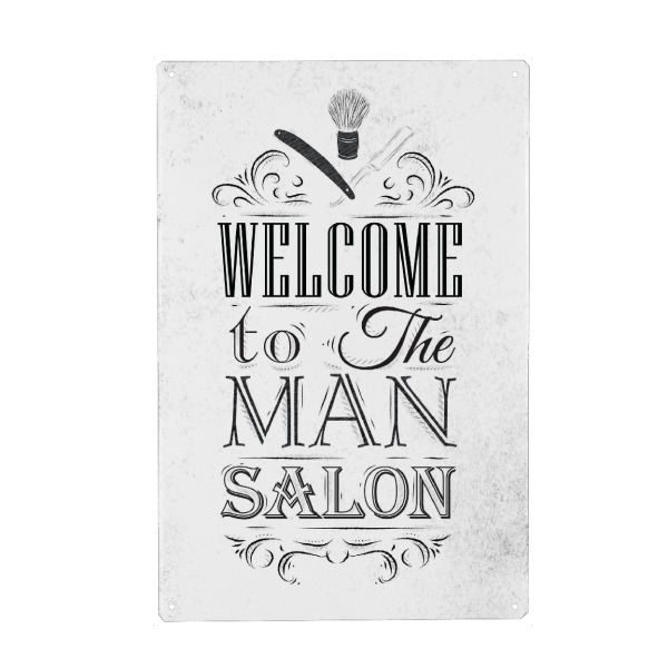 Metall Poster "Barber Shop I" artboxONE - Typografie,Menschen,Schwarzweiß,Fashion