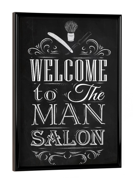 Poster mit schwarzem Rahmen "Barber Shop II" artboxONE - Typografie,Menschen,Schwarzweiß,Fashion