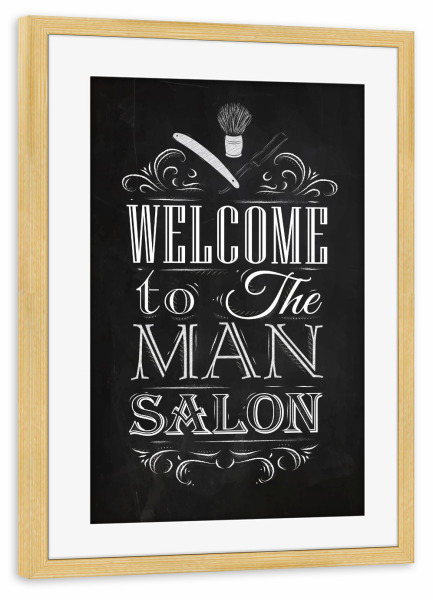 Poster mit Rahmen kiefer "Barber Shop II" artboxONE - Typografie,Menschen,Schwarzweiß,Fashion