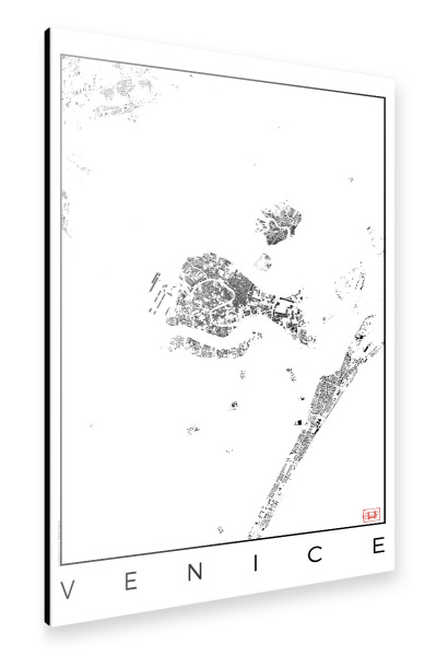 Alu-Dibond "Venedig, Italien - Schwarzplan" 30x20 cm artboxONE