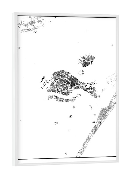 Poster mit weißem Rahmen "Venedig, Italien - Schwarzplan" artboxONE - Städte,Schwarzweiß,Städte / Venedig,Kartografie