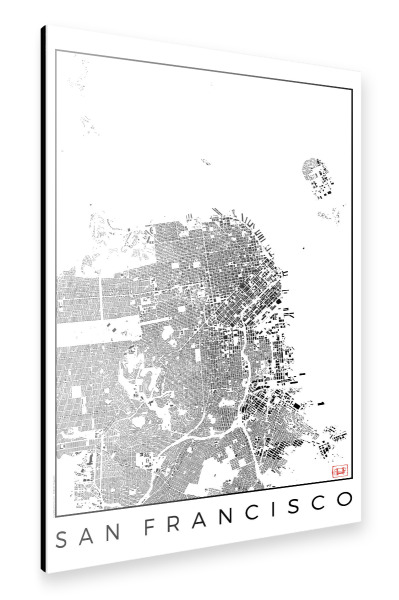 Alu-Dibond "San Francisco, USA - Schwarzplan" 30x20 cm artboxONE
