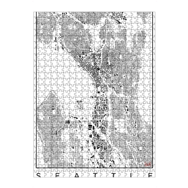 artboxONE Puzzle "Seattle, USA - Schwarzplan" artboxONE - Städte,Schwarzweiß,Architektur,Kartografie