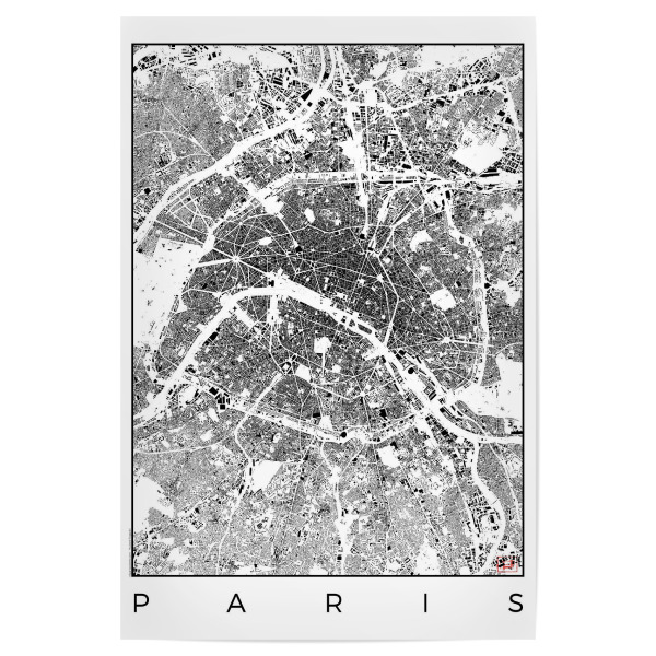 Poster 30x20 cm "Paris, Frankreich - Schwarzplan" artboxONE - Städte,Schwarzweiß,Städte / Paris,Kartografie