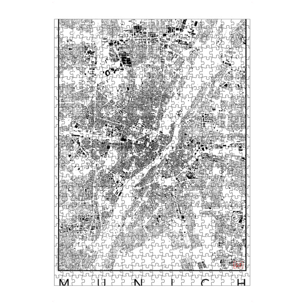 Puzzle Ravensburger "München, Deutschland - Schwarzplan" artboxONE - Städte,Städte / München,Schwarzweiß,Kartografie