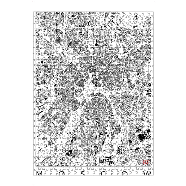 Puzzle Ravensburger "Moskau, Russland - Schwarzplan" artboxONE - Städte,Schwarzweiß,Kartografie