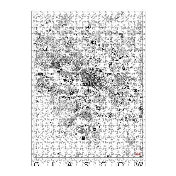 Puzzle Ravensburger "Glasgow, Großbritannien - Schwarzplan" artboxONE - Städte,Schwarzweiß,Architektur,Kartografie