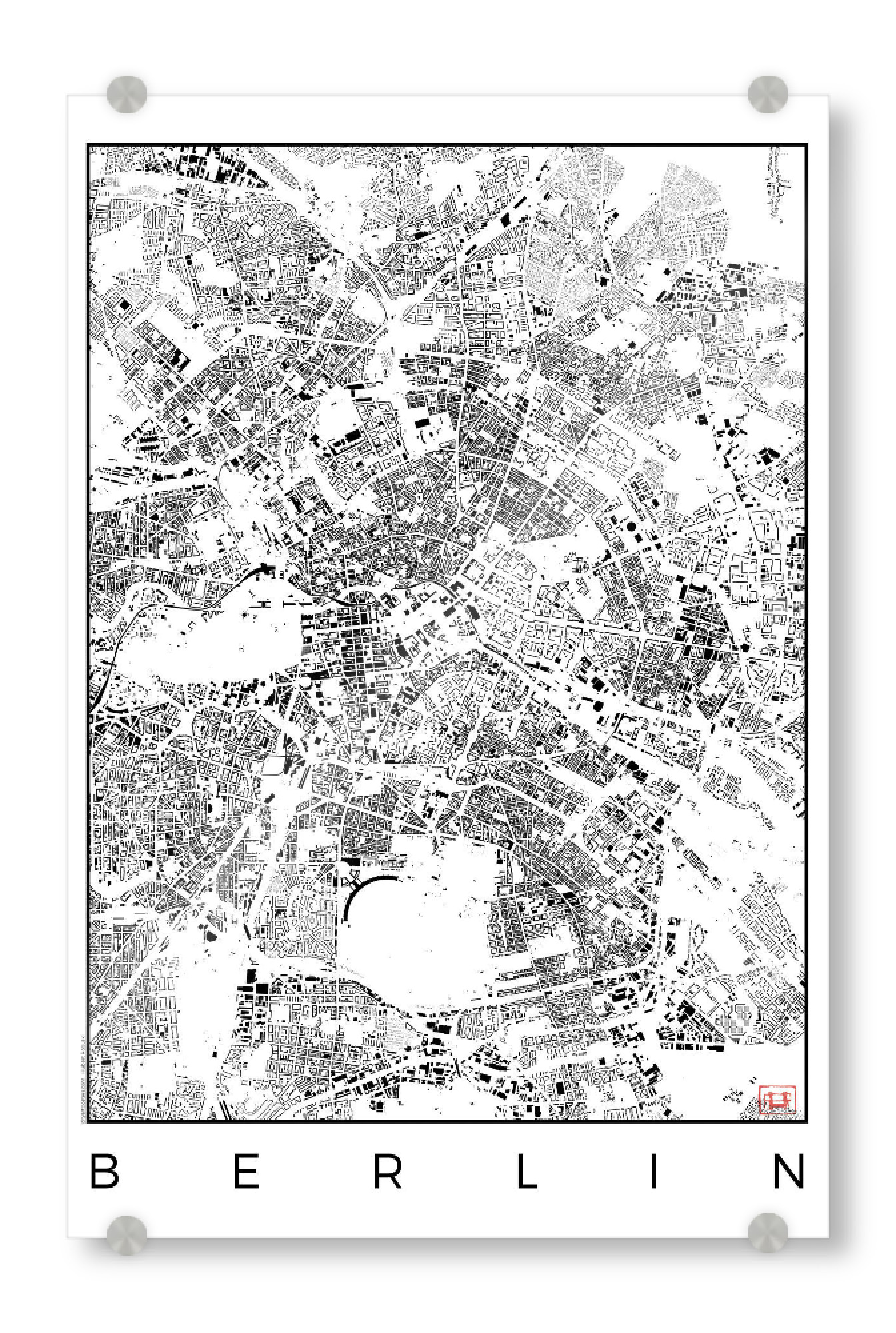 Acrylglasbild "Berlin , Deutschland - Schwarzplan" artboxONE - Städte,Städte / Berlin,Schwarzweiß,Kartografie