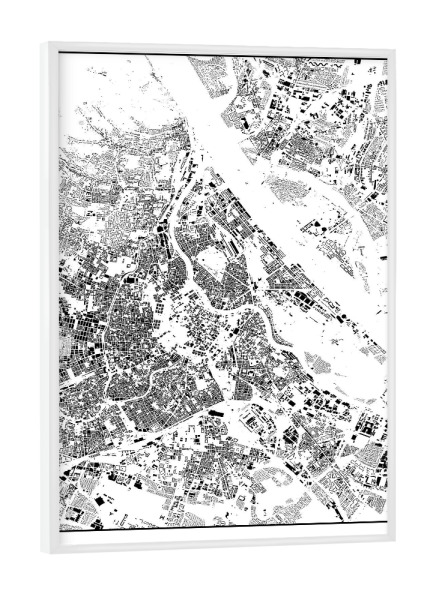 Poster mit weißem Rahmen "Wien, Österreich - Schwarzplan" artboxONE - Städte,Schwarzweiß,Städte / Wien,Kartografie