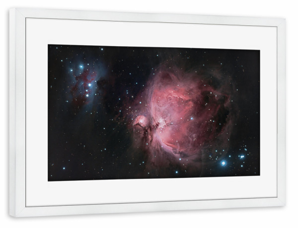 Poster mit Rahmen weiß "Der Orionnebel Messier 42" artboxONE - Natur,Fiktion,Galaxy