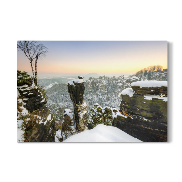 Galerie-Print "Winterabend am Wehlgrund in der Sächsischen Schweiz" 30x20 cm artboxONE