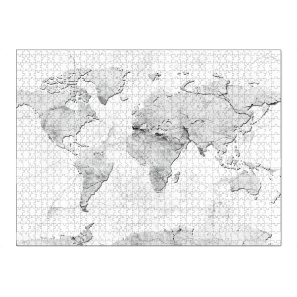 Puzzle Ravensburger "World map white marble" artboxONE - Schwarzweiß,Kartografie