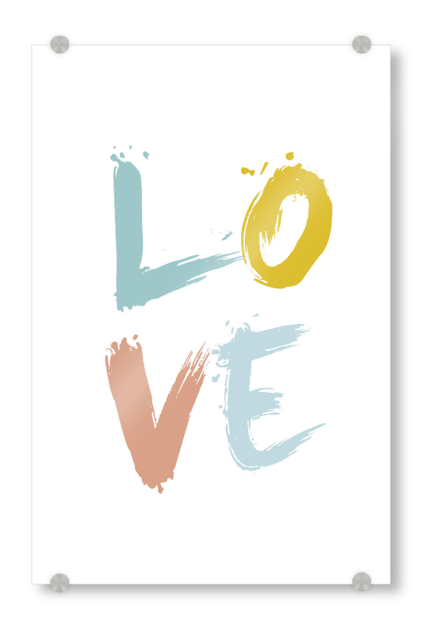 Acrylglasbild "LOVE 5" artboxONE - Typografie,Liebe - Liebe,Liebe,Buchstaben,Pastell,Bonbonfarben,Valentinstag,Freunde,Beziehung,Hochzeitstag