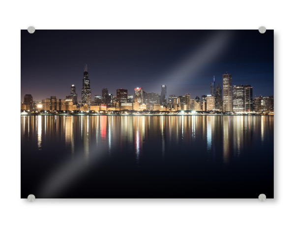 Acrylglasbild "Skyline" artboxONE - Architektur,Städte / Chicago - Chicago,Usa,Amerika,Skyline,Stadt,Städtisch,See,Wasser,Spiegelung,Stadt,Metropole