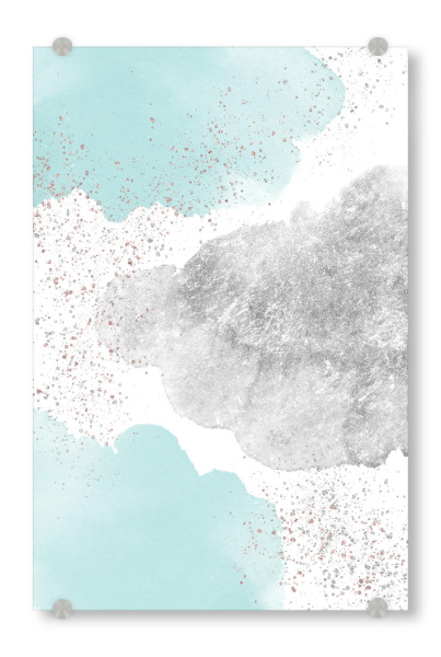 Acrylglasbild "Sparkling Watercolour Clouds - Silver Mint" artboxONE - Für Kinder,Abstrakt