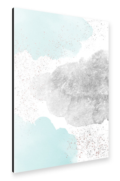 Alu-Dibond "Sparkling Watercolour Clouds - Silver Mint" 30x20 cm artboxONE
