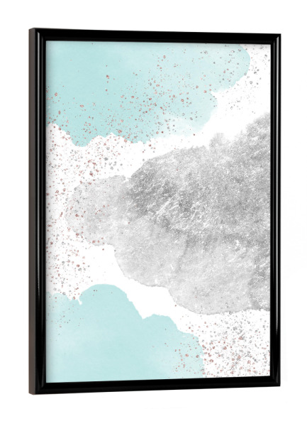 Poster mit schwarzem Rahmen "Sparkling Watercolour Clouds - Silver Mint" artboxONE - Für Kinder,Abstrakt