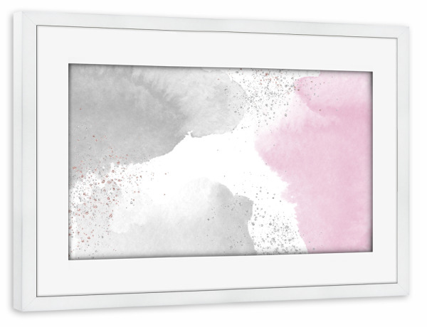 Poster mit Rahmen weiß "Sparkling Watercolour Clouds - Rose Grey" artboxONE - Abstrakt