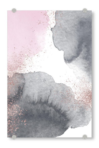Acrylglasbild "Sparkling Watercolour Clouds - Black Pink" artboxONE - Abstrakt
