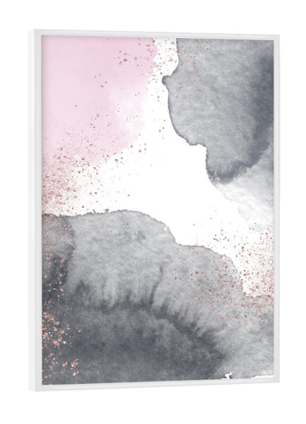 Poster mit weißem Rahmen "Sparkling Watercolour Clouds - Black Pink" artboxONE - Abstrakt