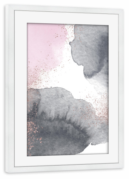 Poster mit Rahmen weiß "Sparkling Watercolour Clouds - Black Pink" artboxONE - Abstrakt
