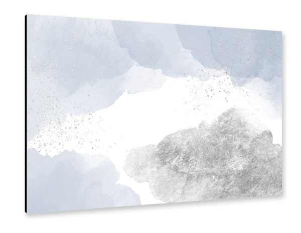 Alu-Dibond "Sparkling Watercolour Clouds - Blue Silver" 30x20 cm artboxONE