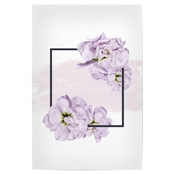 Poster "Flowers on Framed Brush Strokes - Pink" artboxONE - Floral,Geometrie