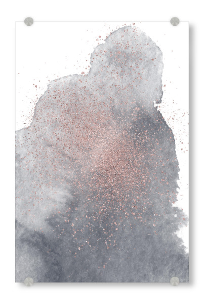 Acrylglasbild "Rose Gold Sparkles on Black Watercolour III" artboxONE - Abstrakt