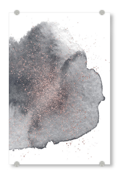 Acrylglasbild "Sparkles on black Watercolour" artboxONE - Abstrakt - Schwarz,Rose,Gold,Wasserfarbe