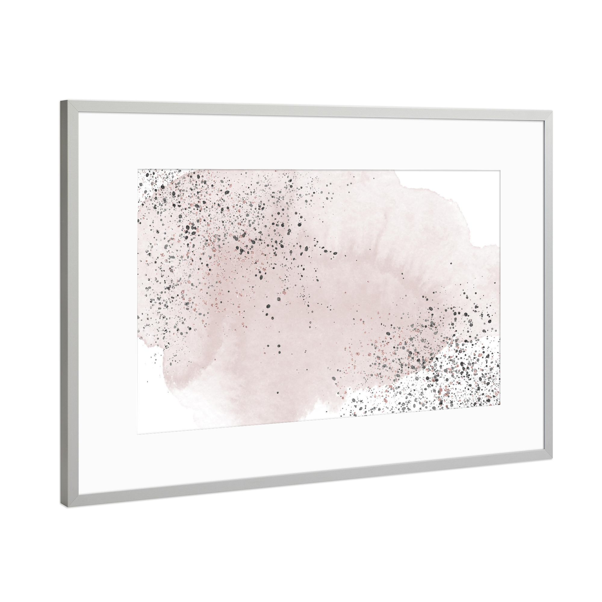 Poster mit Rahmen Silber "Rose Gold and Black Sparkles" artboxONE - Abstrakt